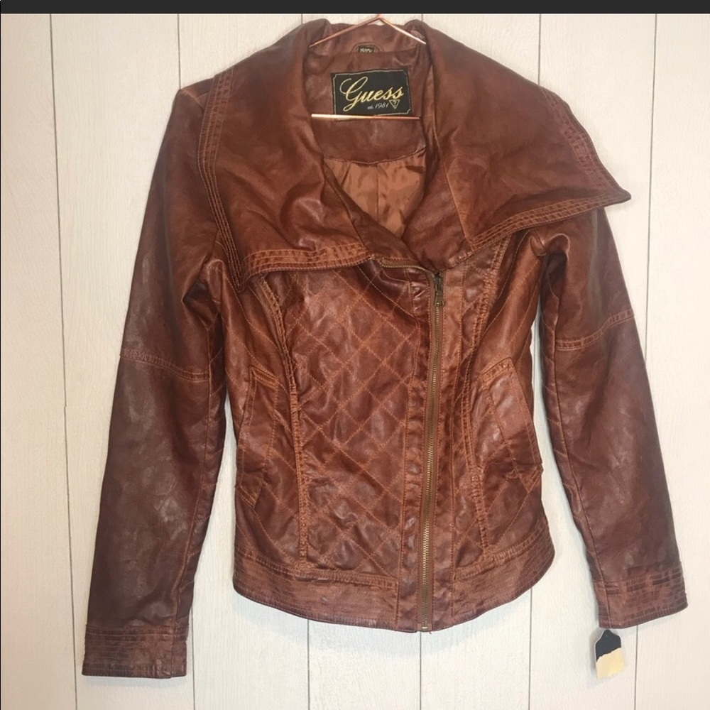 GUESS faux leather motto jacket